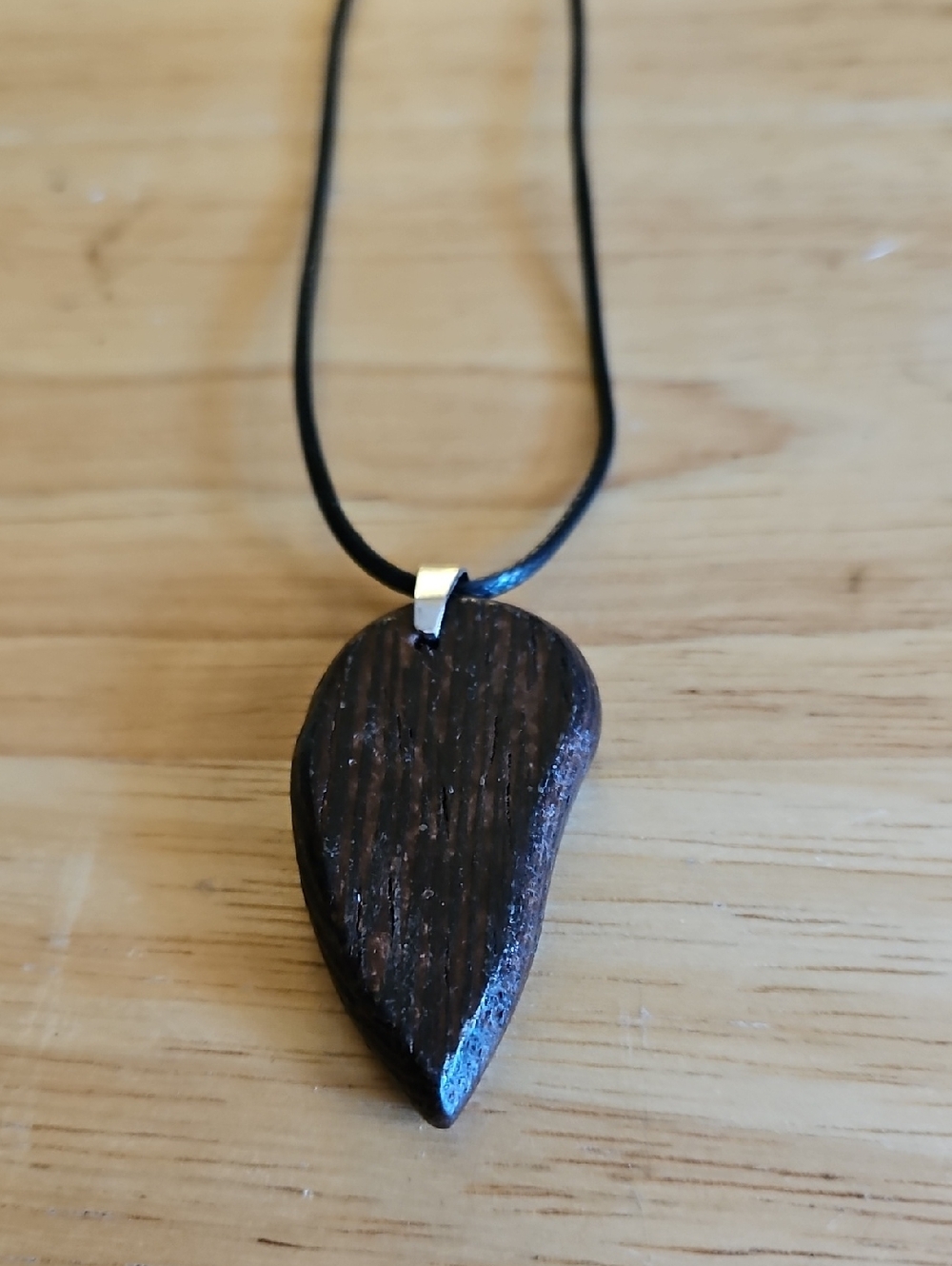 Handcrafted Dark Brown Wooden Teardrop Pendant Necklace